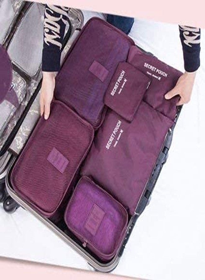 TERXA 6 in 1 Polyester Secret Pouch Travel Bag Packing Cubes Laundry Bag with Undergarments & Cloth Storage Organizer Travelling Set/Suitcase Bag {Multi Color - Set of 6} - Image 2